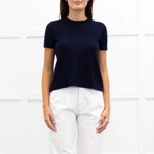 Share Joseph Fine Knit Short Sleeve Cashmere T-Shirt Sweater Navy M NWT